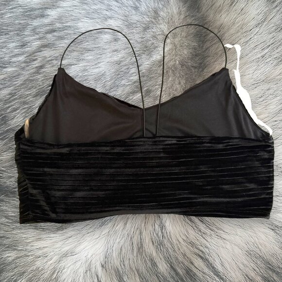 Wild Fable Sexy Goth Chic Urban Black Velvet Pleated Strap Cami Top - Picture 7 of 12